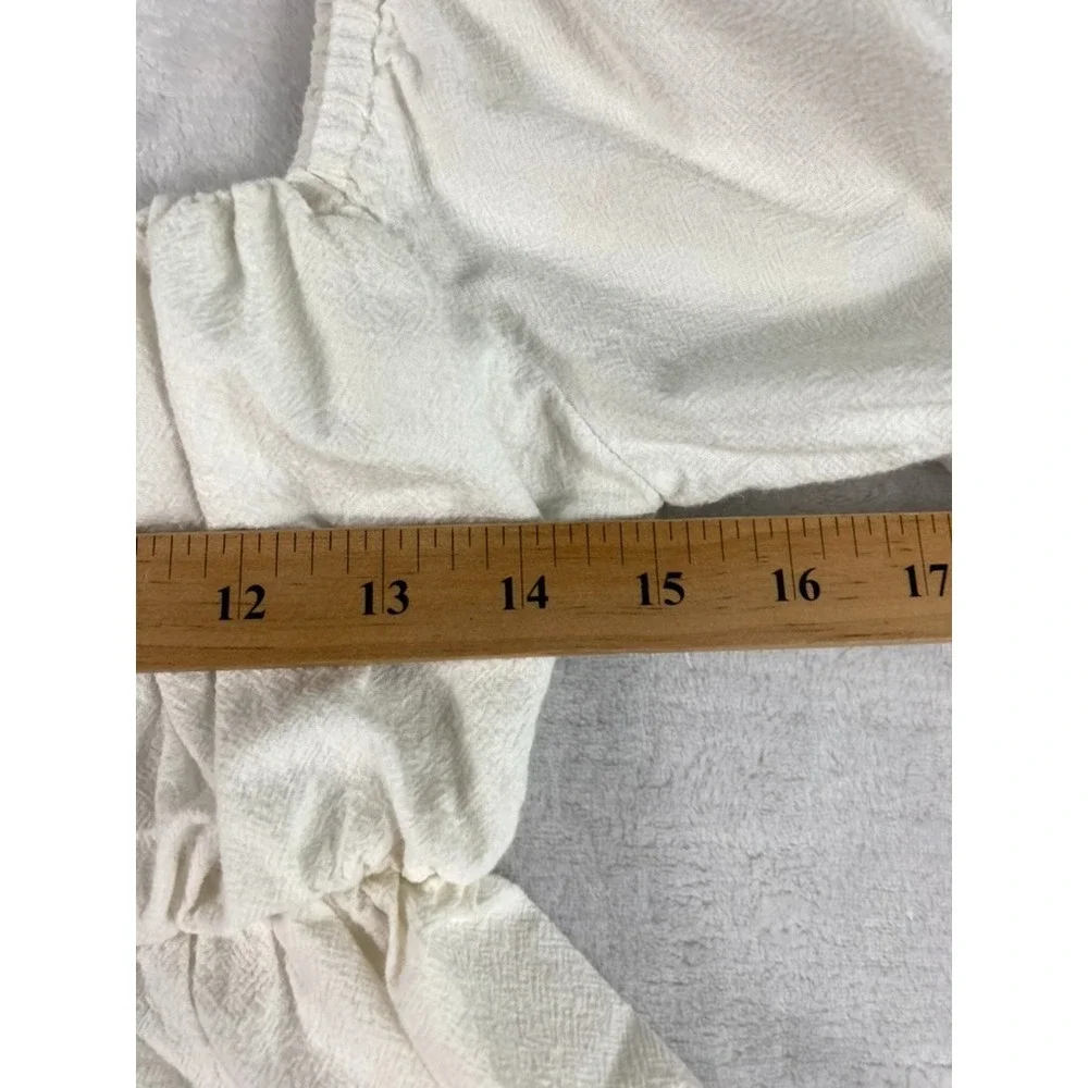 Free People Blouse Top Women Sz S White Milkmaid Cut Out Back Tie Cottage